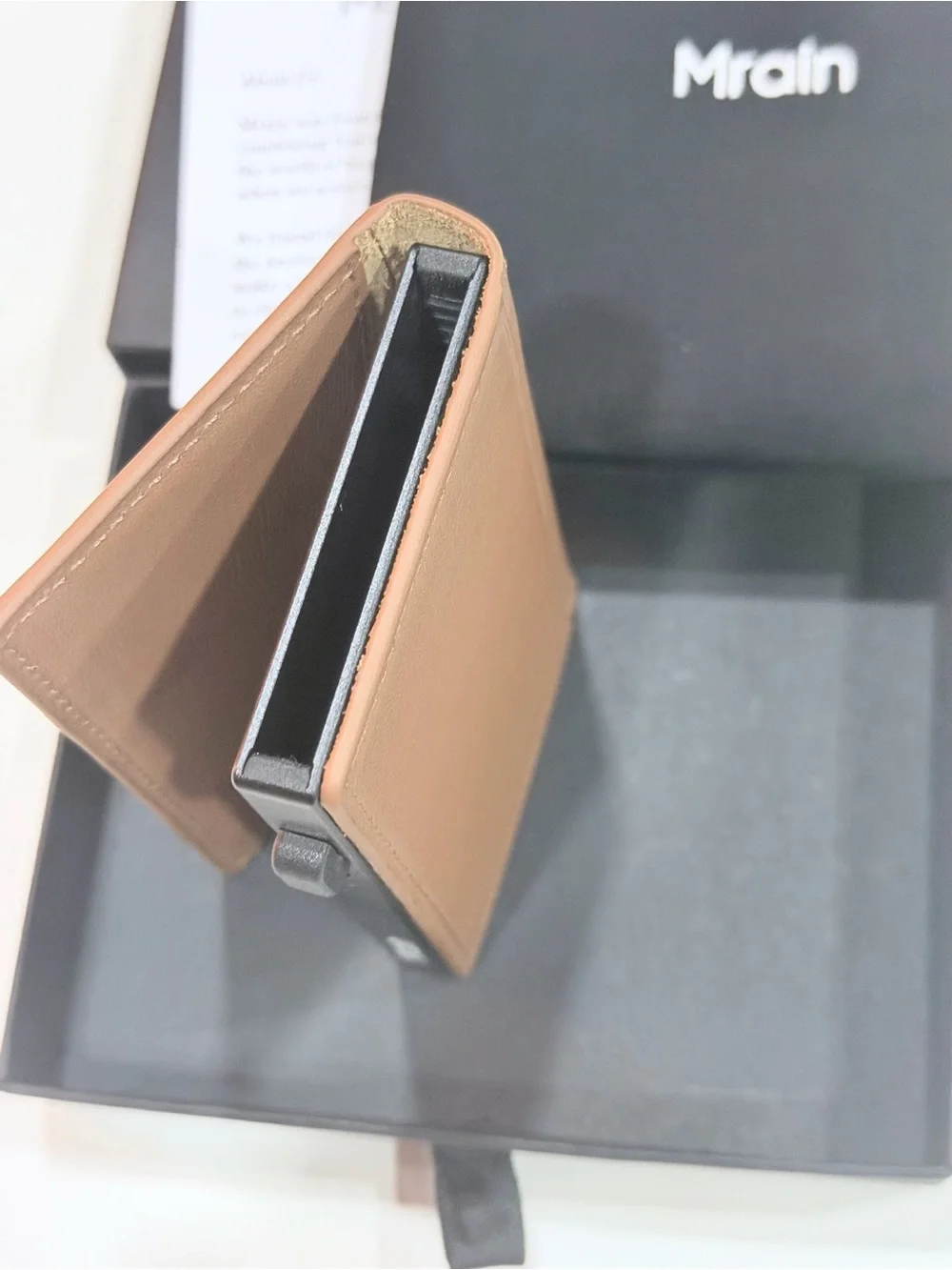 Mrain Slim Premium Leather Pop-Up Wallet.